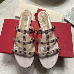 Valentino Rockstud Caged Flat Slide Sandal